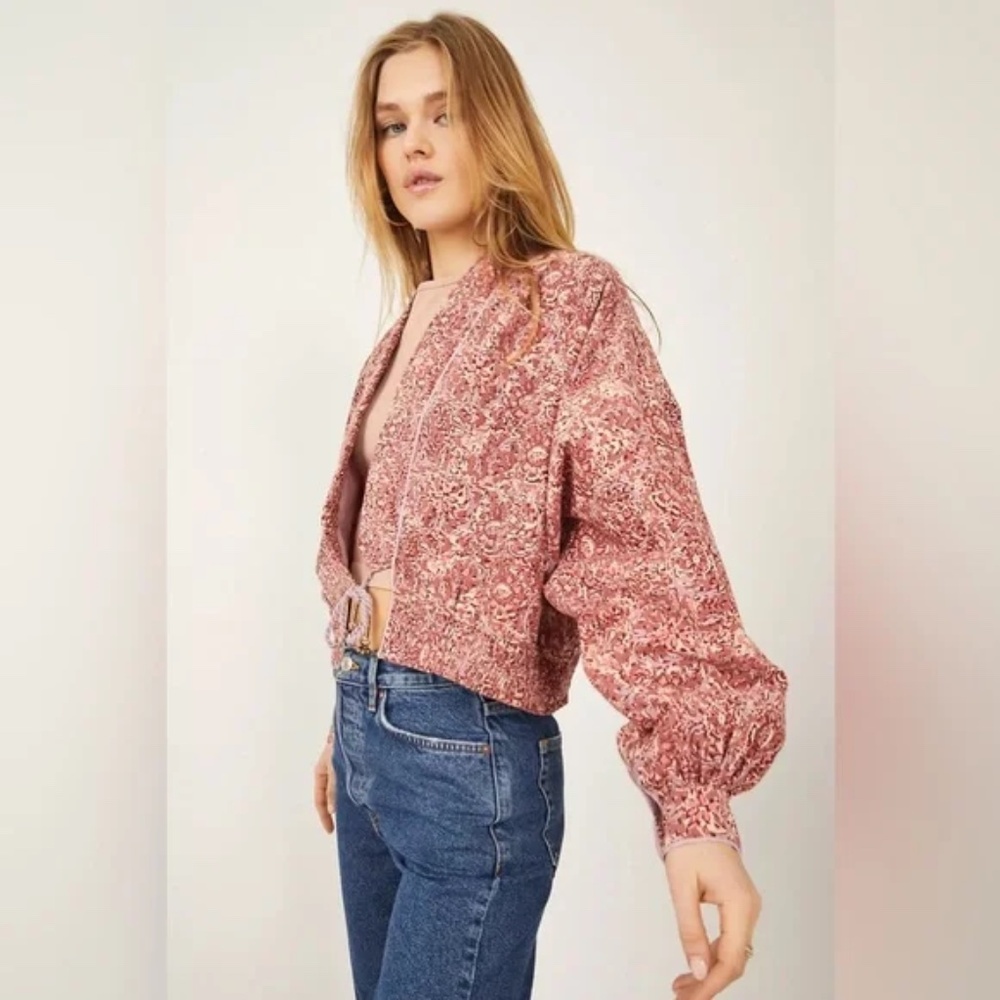 Free People Rosalina Floral Cropped Jacket Medium - Picture 4 of 8